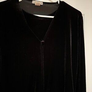 ladies size S black velour Notations long sleeve special occasion shirt blouse